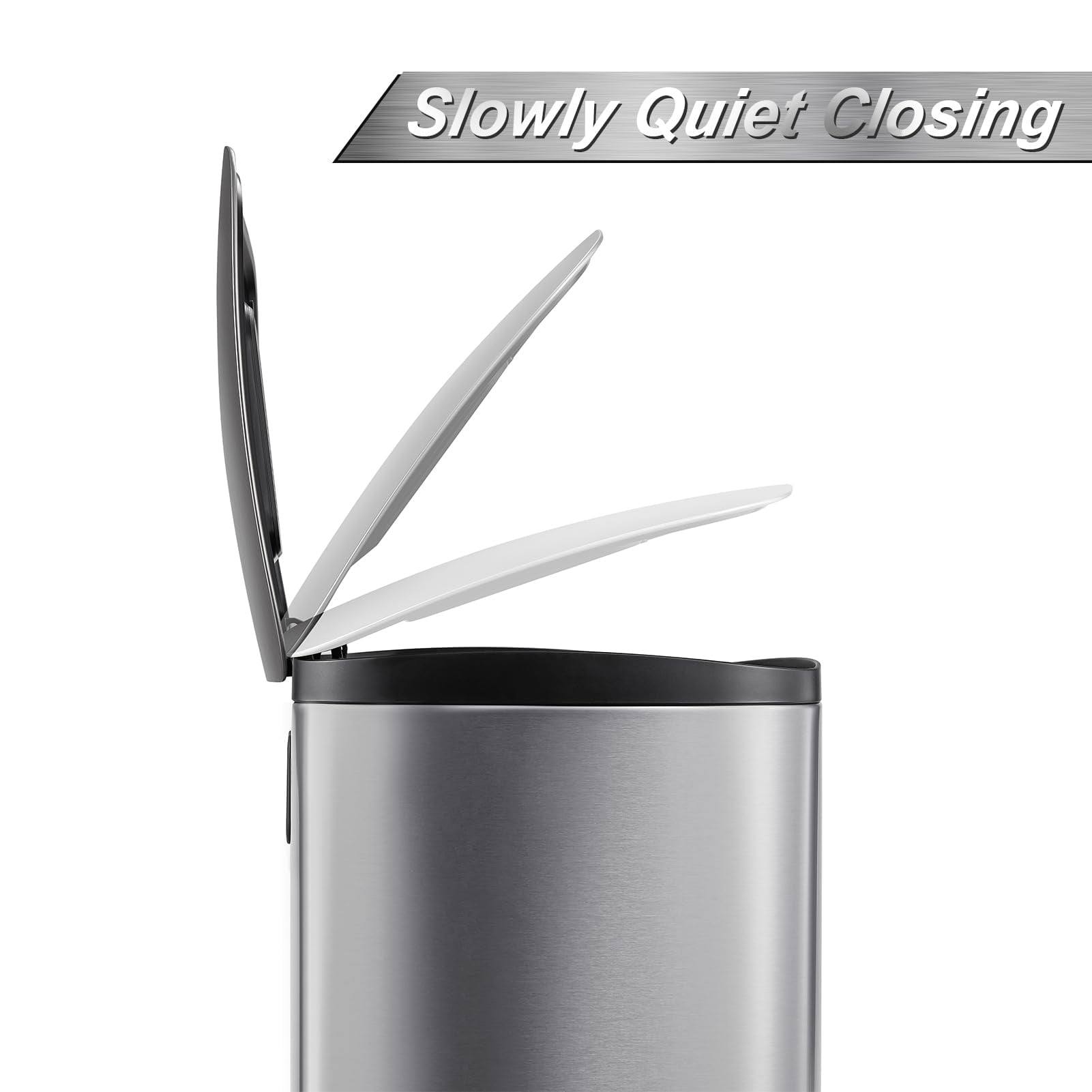 Ataucjin 13 Gal Pedal Kitchen Trash Can, 50L Heavy Duty Hands-Free Stainless Steel Garbage Can, Commercial Brushed Stainless Steel Step Waste Bin for Bathroom Bedroom Home Office
