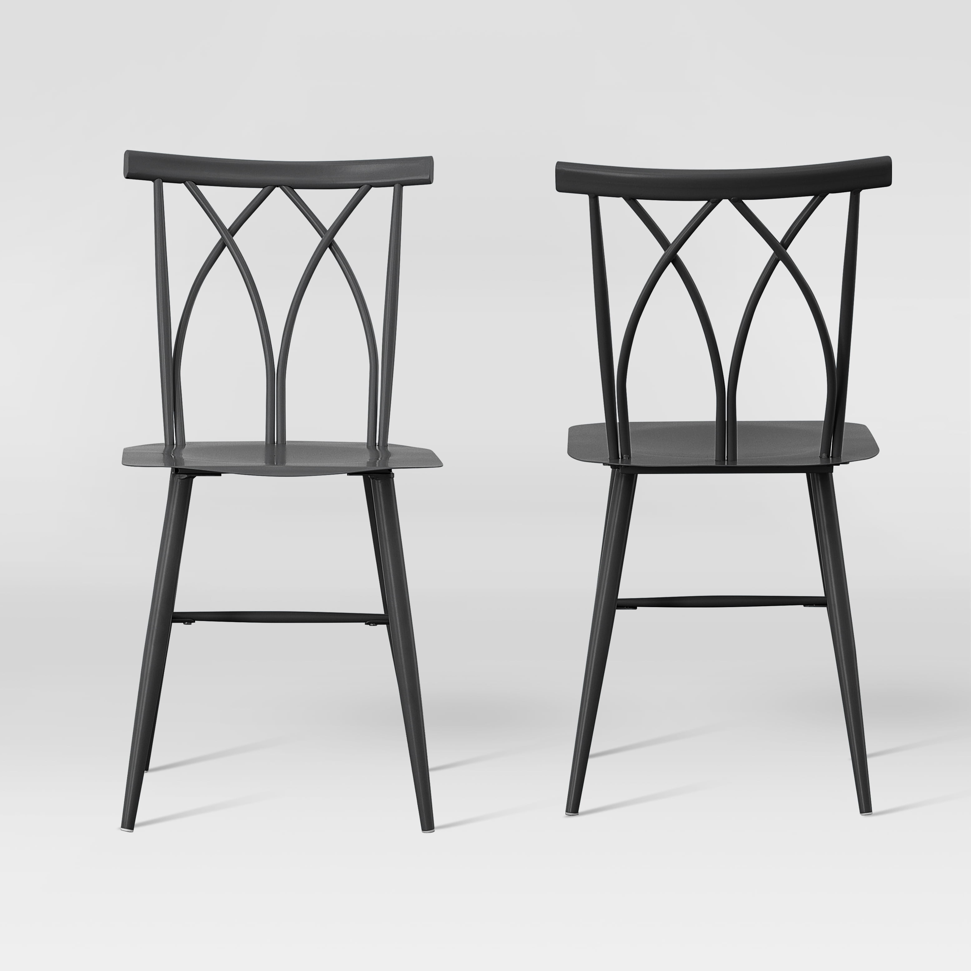 Lifestyle Solutions Chester Cross Back Metal Dining Set of 2 Chairs Grey
