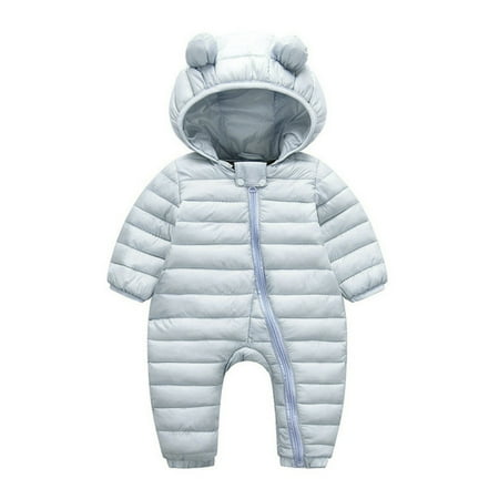 

Baby Girls Boys Winter Warm Snowsuit Bear Ears Hooded Jumpsuit Down Coat Romper Padded Outwear