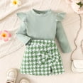 thumbnail image 3 of LYHaoo Stylish Fall And Winter Long Sleeve Outfit For Toddler And Little Girls Cozy Two Piece Playwear Girls Outfit Sets Sizes 3-4 Years(Green), 3 of 6