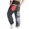thumbnail image 4 of Ruiatoo Baggy Jeans for Men Classic Relaxed Fit Vintage Hip Hop Skateboard Pants with Embroidery C033 Black Size 44, 4 of 6