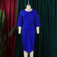 thumbnail image 3 of AURA Plus Size Women High Waist Pleated Pencil Midi Dress Elegant Office Commuter Style, 3 of 9