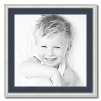 ArtToFrames 24x24" Matted Picture Frame with 20x20" Single Mat Photo Opening Framed in 1.25" Off White Wash on Ash and 2" Blue Jay Mat (FWM-4098-24x24)