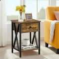 thumbnail image 2 of Nightstands Set of 2, Modern Bedside End Tables, Night Stands with Drawer and Storage Shelf for Living Room Bedroom, Industrial Metal Frame, 2 of 6