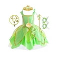 thumbnail image 3 of WIBACKER 2-10Y Green Fairy Princess Dresses for Girls Christmas Halloween Costume Cosplay Dress Up with Wing & Accessories, 3 of 11
