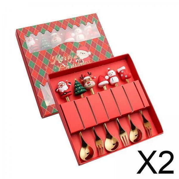 Cucharas de postre,tenedores,Juego de tenedores de cuchara de café navideña de acero inoxidable,Cucharas de té,sopa,cuchara de postre,cuchara de Navidad,Cucharas de postre,tenedores para