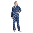 thumbnail image 1 of GLOBAL Conjunto de Pijama de Franela para Mujer, Pijama 100% Algodón para Mujer, Ropa de Estar por Casa, Manga Larga, Botón, Cordón en la Cintura, Ropa de Dormir Cálida, Conejo Azul Marino XS, 1 of 6