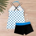 thumbnail image 5 of 2 Piece Tankinis for Women Padded Classic Polka Dot Print Bathing Suits Cross Back Strappy Swimwear with Boyshorts Tummy Control Modest Swimsuits Pool Party, 5 of 6