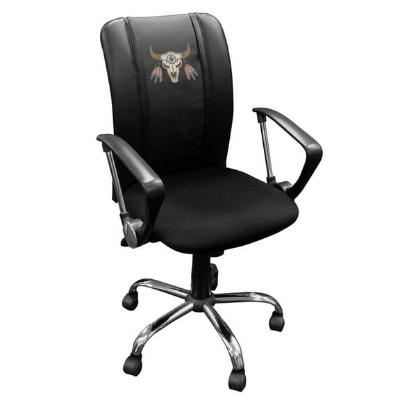 DreamSeat Black Ergonomic Durable Curve Task Chair Embroidered Painted Skull Logo