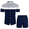 thumbnail image 4 of Rrunsv Sweat Suits Men Men's Polo Shirt and Shorts Set 2 Piece Summer Outfits Fashion Casual Shorts Navy,XXXL, 4 of 4