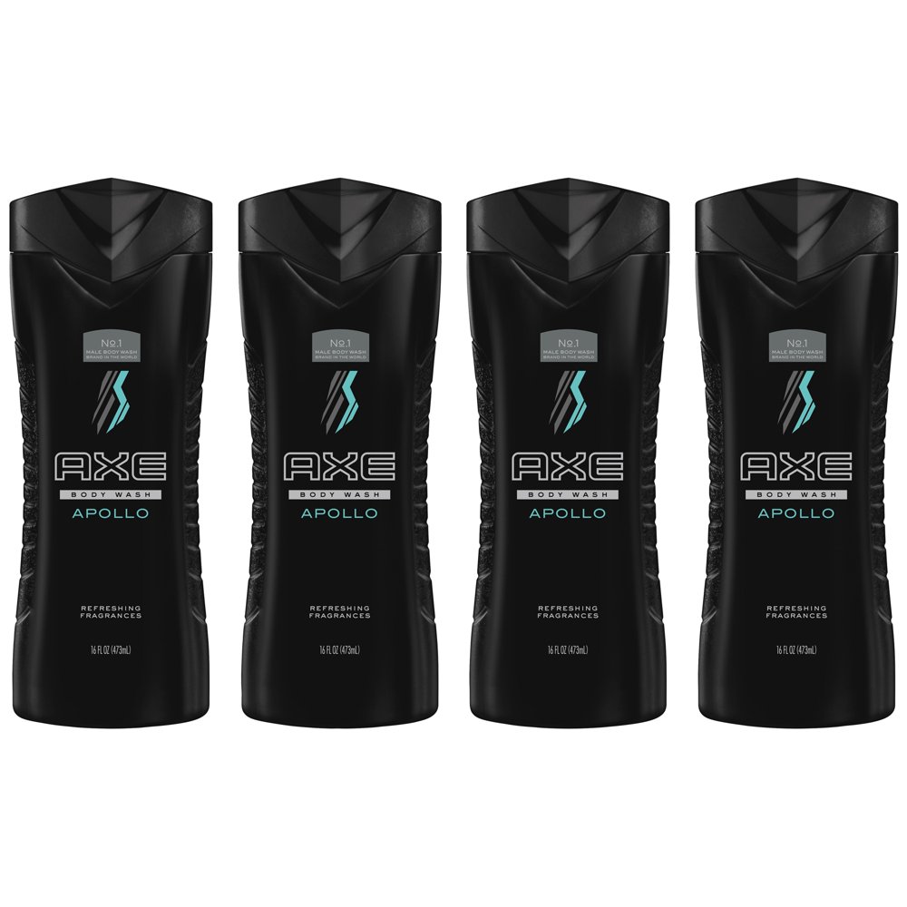 (Buy3, Get1 Free) AXE Body Wash for Men Apollo 16 oz, 4 Count Walmart