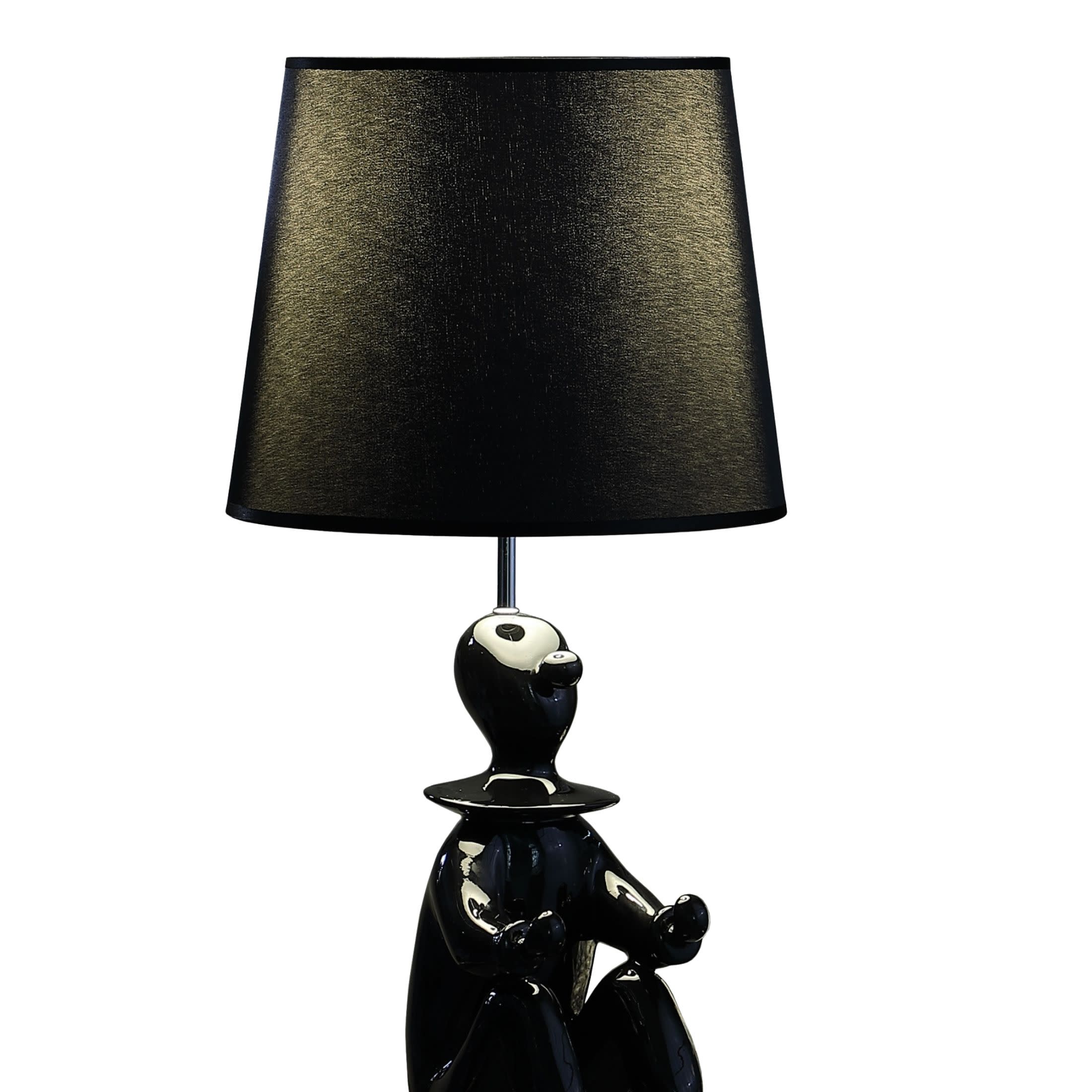 Noble House 21.25" Clown Figurine Table Lamp, Convenient Phone Holder, Semi-Drum Shade, E26 Light Bulb, Black