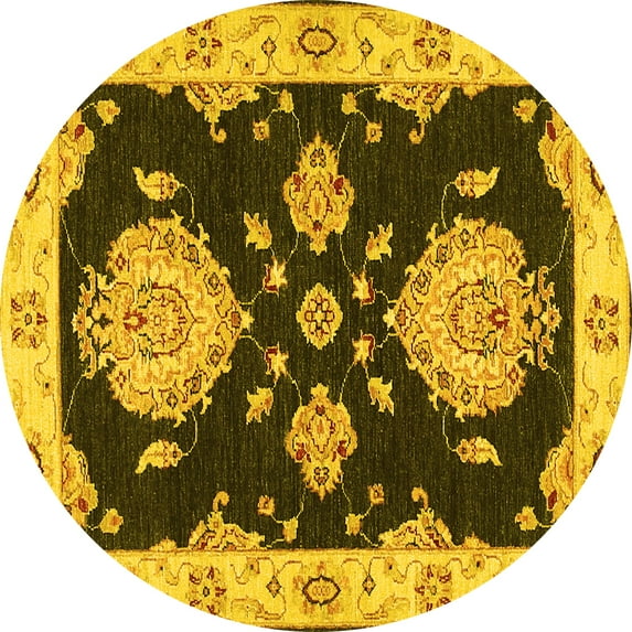 Ahgly Company Indoor Round Persian Yellow Traditional Area Rugs, 8' Round