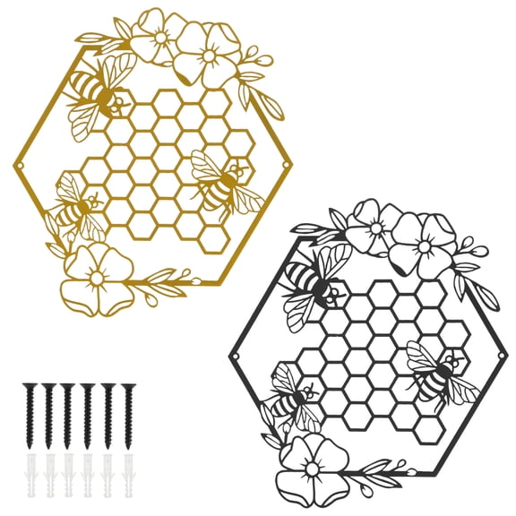 2 Pcs Metal Bee Wall Art Delicate Wall Decor Hanging Decorative Partition Hanging Sculpture for Living Room Bedroom