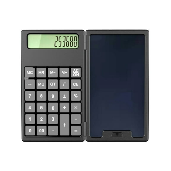 Dademeo Calculators for School for Girl Scientific Calculator with Notepad,12-Digit Large Display office Desk Calcultors, Battery, Foldable Calculator for Students, College Black