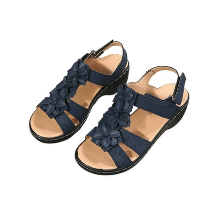 

Sanviglor Women s Wedge Sandals Peep Toe Platform Sandal Strapped Wedges Casual Fashion Anti-Slip Shoes Lightweight Summer Dress Shoe Blue 7.5