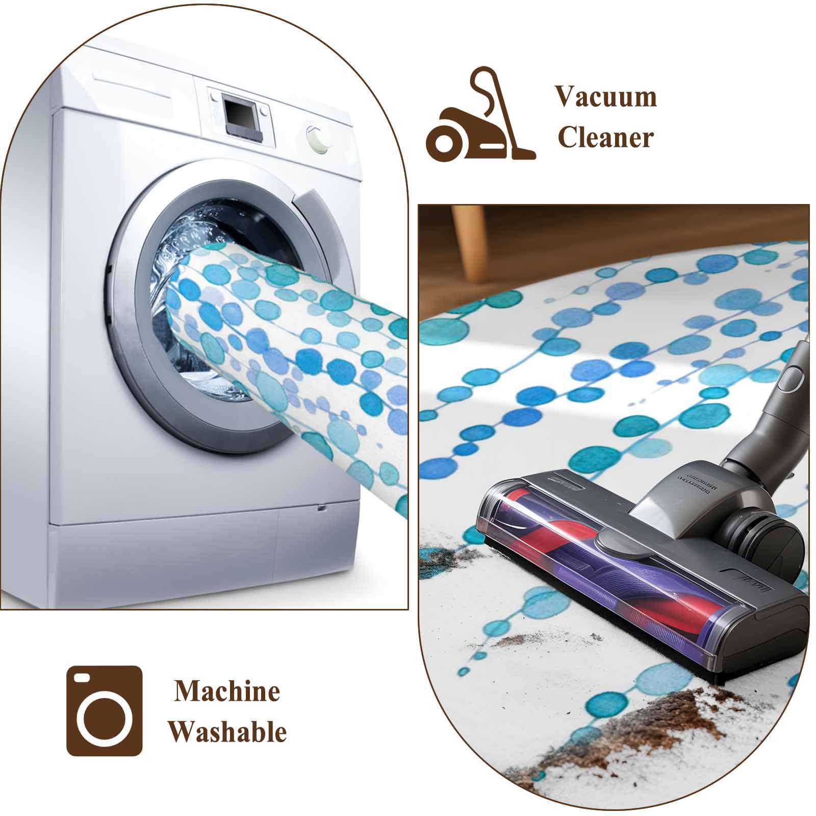 5'x7' Area Rugs for Living Room Bedroom, Blue Polka Dots Washable Rug Carpet Runner Indoor Outdoor, Watercolor Abstract Art Retro Non Slip Floor Mats Area Rug for Kitchen, Nursery