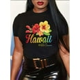 thumbnail image 1 of Letter Floral Print Short Sleeve Crew Neck T-Shirt, 1 of 6