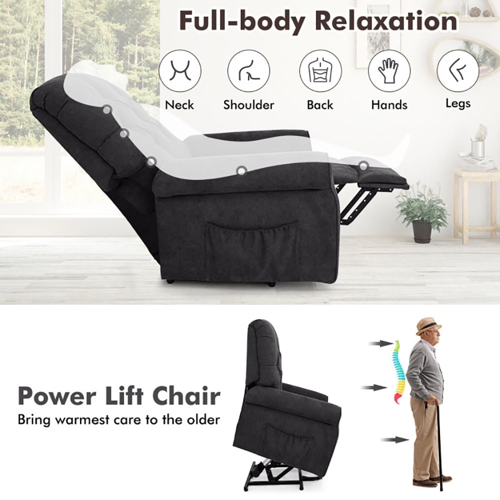 Finihen Recliner Chair, Recliner Chair Sofa for Elderly with Side Pocket and Remote Control, for Living Room, Bedroom, Black Finihen Recliner Chair, Recliner Chair Sofa for Elderly with Side Pocket and Remote Control, for Living Room, Bedroom, Black