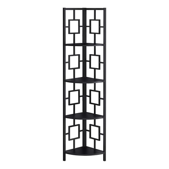 Pemberly Row Corner Bookshelf Etagere 4-Tier 62"H Office/Bedroom Metal Black