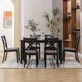 thumbnail image 6 of ZAFLY Solid Wood Dining Table Set, Rectangle Kitchen Table and Chairs for 6 Persons, Classic Dining Set with Linen Cushion Chairs for Dining Room - Grey, 6 of 6