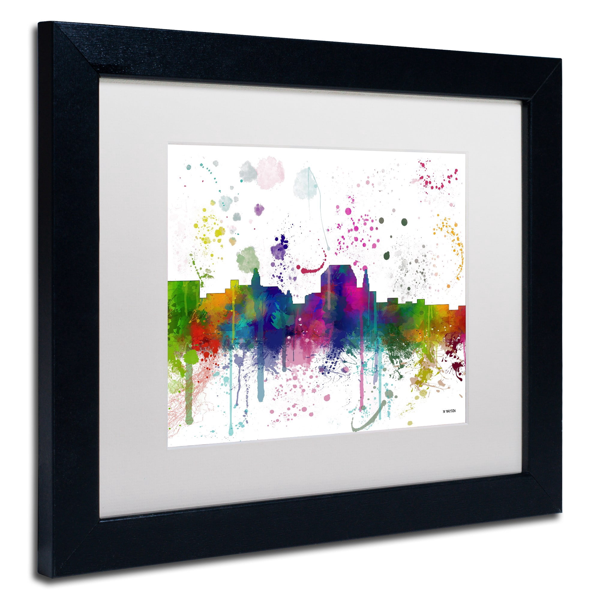 Trademark Fine Art "Augusta Maine Skyline Mclr-1" Canvas Art by Marlene Watson, White Matte, Black Frame
