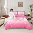 thumbnail image 4 of Homewish Flying Butterfly 2pcs Bedding Comforter Set For Children Teens Female,Stars Bling Glitter Twin Comforter Sets,Gradient Ombre Pink Breathable Bedding Set,Microfiber Bedroom Decor,Reversible, 4 of 8