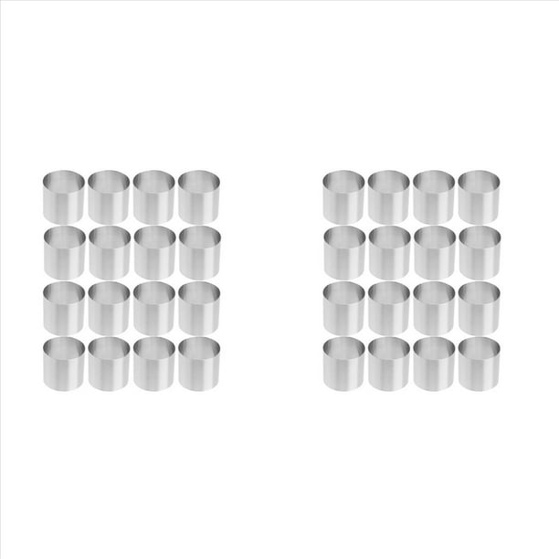 Molde Redondo para Anillo de Pastel, Anillos para Hornear de Acero Inoxidable, 32 Piezas, Molde para Mousse de Postre, Mini Anillo de PasteleríA, Juego de Moldeo de Alimentos