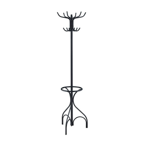Acme Coat Rack - ACME Bobbi Coat Rack with 12 Hooks, Umbrella Stand, Black