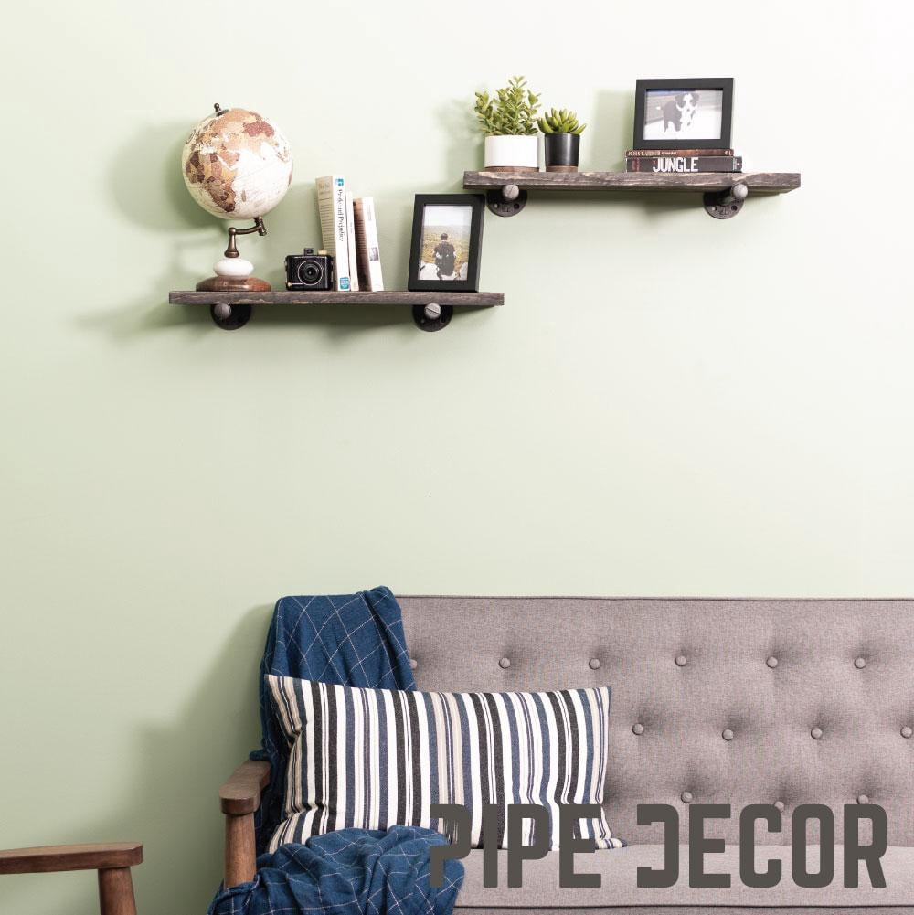 Pipe-Decor.com Industrial Shelf Brackets Set of four Industrial Steel Grey Iron Fittings Flanges and Pipes Vintage Hanging Wall Mounted Shelving