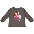 thumbnail image 3 of Inktastic Superhero Girl, Cute Girl, Brown Hair, Pink Cape Girls Long Sleeve Toddler T-Shirt, 3 of 5