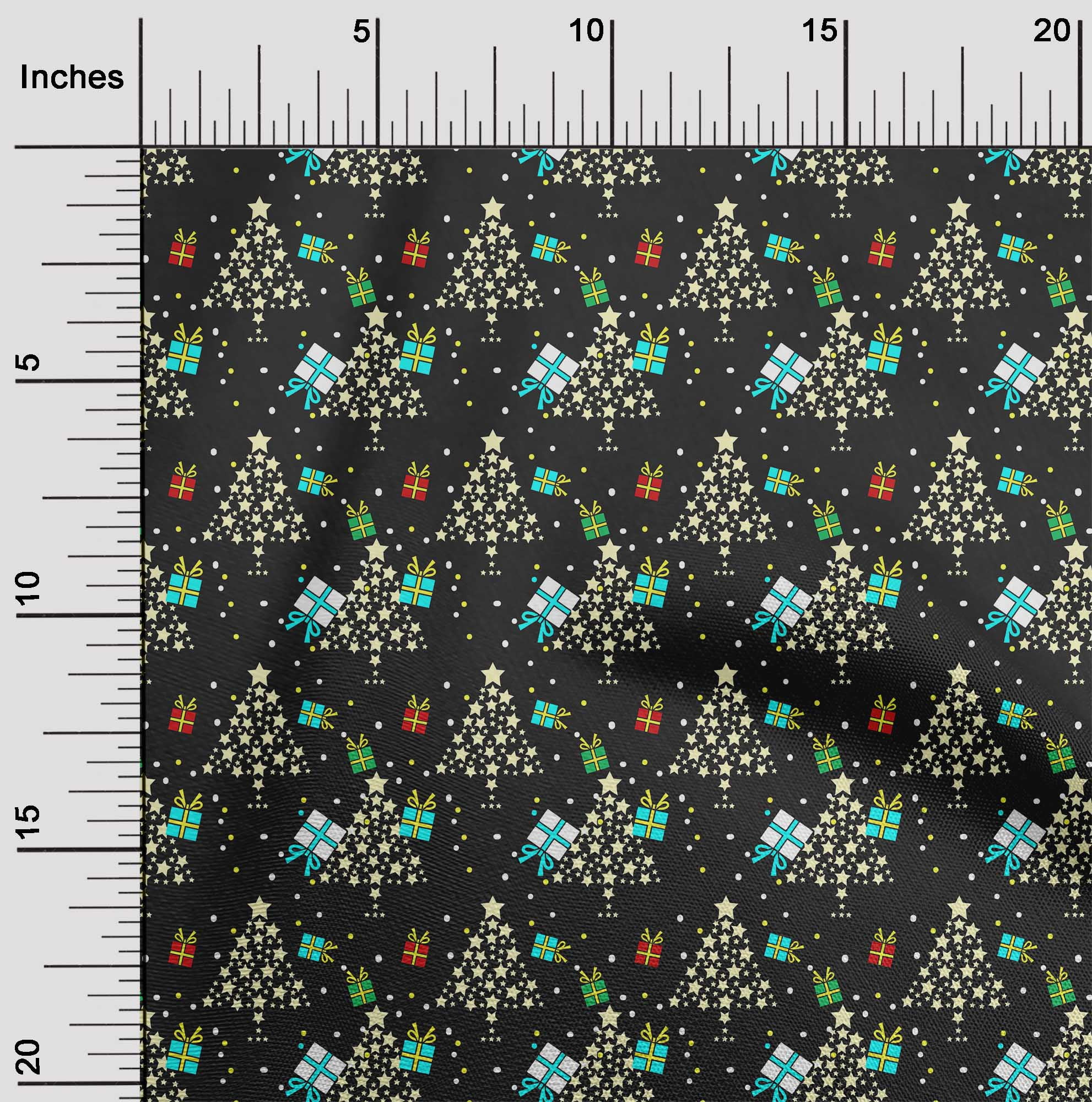 oneOone Cotton Silk Black Fabric Merry Christmas Diy Clothing Quilting Fabric Print Fabric By Yard 42 Inch Wide-YPA
