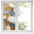 thumbnail image 2 of Brown Blue Abstract Window Privacy Film, Ombre Vintage Oil Painting Modern Art Static Cling UV Sun Blocking Tint Film Heat Control Windows Films for Bedroom Bathroom, Window Stickers 17.7"x39.3", 2 of 8