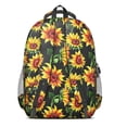 thumbnail image 3 of Black Sunflower Backpack for School,Cute School Bag,Schoolbag with Adjustable Shoulder Straps & Padded Back,16.9 Inch, 3 of 5