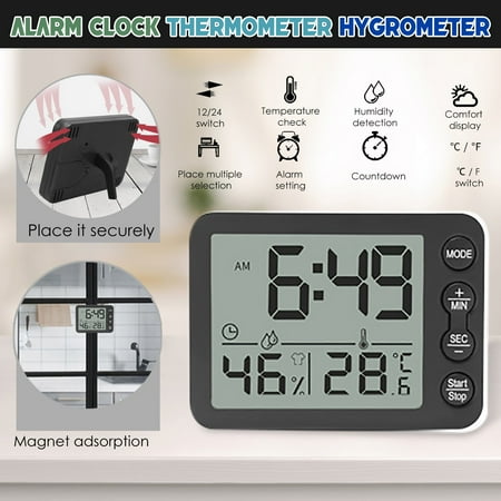 

Fjofpr Hot New Multifunctional Indoor Temperature And Humidity Meter Clock C-reativity