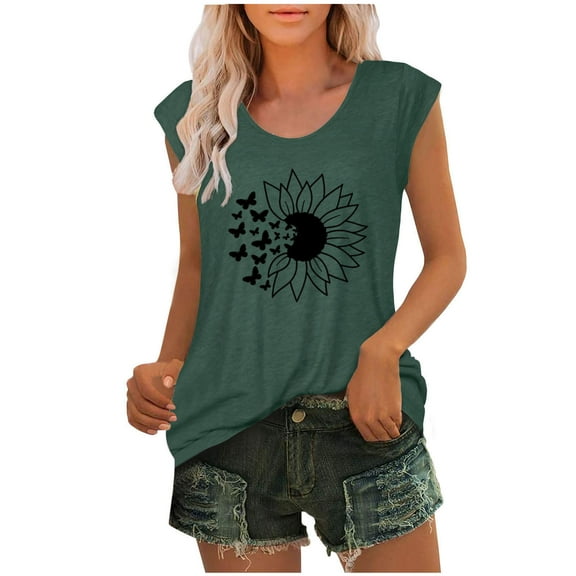 ZVNAΖH Tank Tops for Women,Women's Summer Casual Loose Fit Crew Neck Sleeveless Pullover Tops