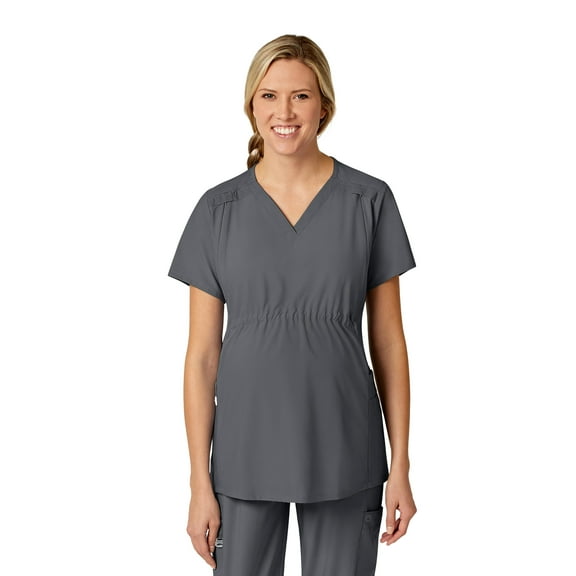 Wink W123 Maternity V-Neck Scrub Top, Pewter, 3X Womens
