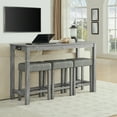 thumbnail image 4 of Knubmt 59 Inch Bar Table with Power Outlet, Wood Dining Table with 3 Pack Upholstered Stools, Dining Table Chair Set for Living Room, Dining Room, Kitchen, Gray, 4 of 10