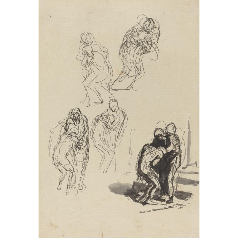 Honoré Daumier 11x14 Black Modern Framed Museum Art Print Titled - The Prodigal Son IIi
