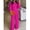 Hot Pink, variant on Womens Elegant Hot Pink V-Neck Long Sleeve Shirred Waist Wide Leg Jumpsuit