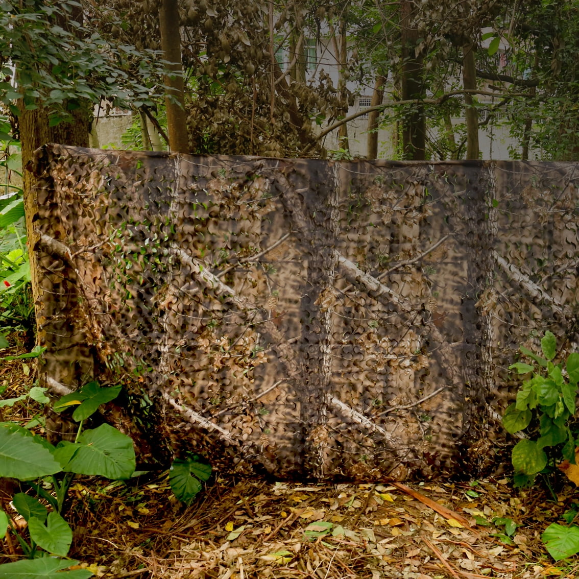 AUSCAMOTEK 300D Camo Net Camouflage Netting Blinds Material for Hunting Accessories Ground Portable Blind Tree Stand Chair Brown 5x10 Feet