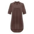 thumbnail image 3 of Babysbule Womens Summer Dresses, Fashion Women Plus Size Solid Cotton Linen Turn Down Collar Loose Shirt Dress, 3 of 5