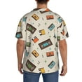 thumbnail image 3 of Pofeuu Retro Vintage Tape Print Mens Casual Short Sleeve Shirts Beach Summer Spread Collar Pocket Tops Men's Casual Short-sleeved Shirt-Medium, 3 of 5