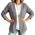 thumbnail image 5 of Dwellite Cotton Linen Cardigan for Women Lightweight V Neck Classic Button Front Breathable Stretch Relaxed Fit Casual Light Gray L, 5 of 6