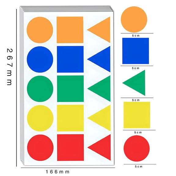 Color Coding Labels 225 Pcs – 2 Inch Large Shape Stickers for Moving, 5 Colors 3 Shapes