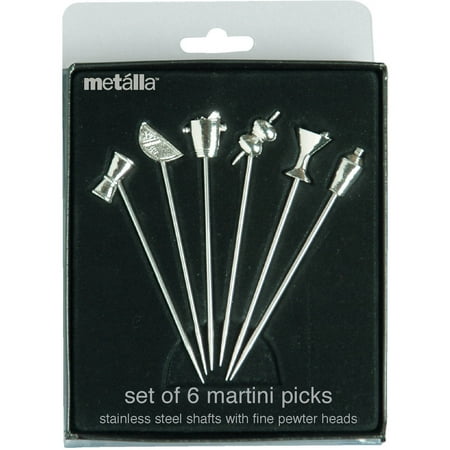Prodyne Set of 6 Stainless Steel and Pewter Martini Picks