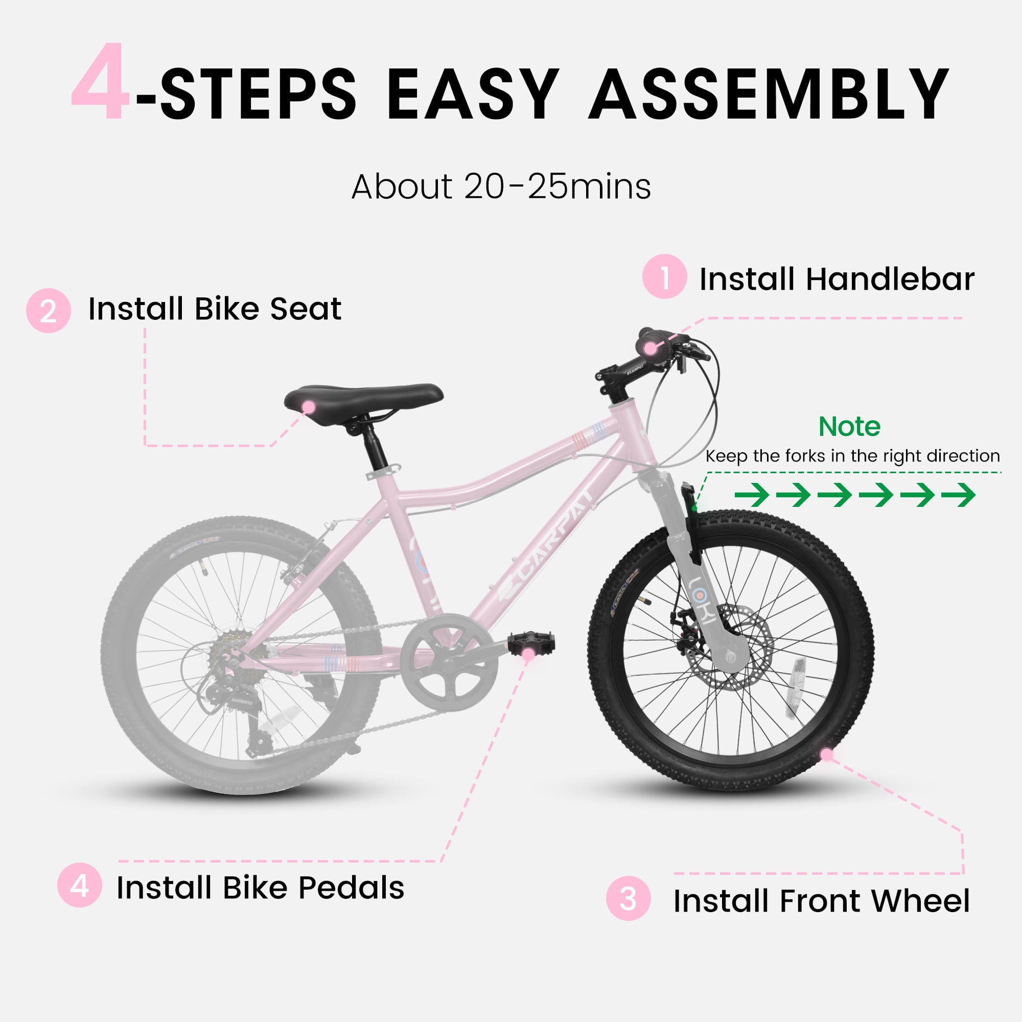 Nyddle 20 Inch Kids'Bike,Boys & Girls Mountain Bike for Ages 8-12,7-Speed Youth Bicycle,Front Suspension,Disc Brake & Rear V-Brake,High-Steel Frame,Pink
