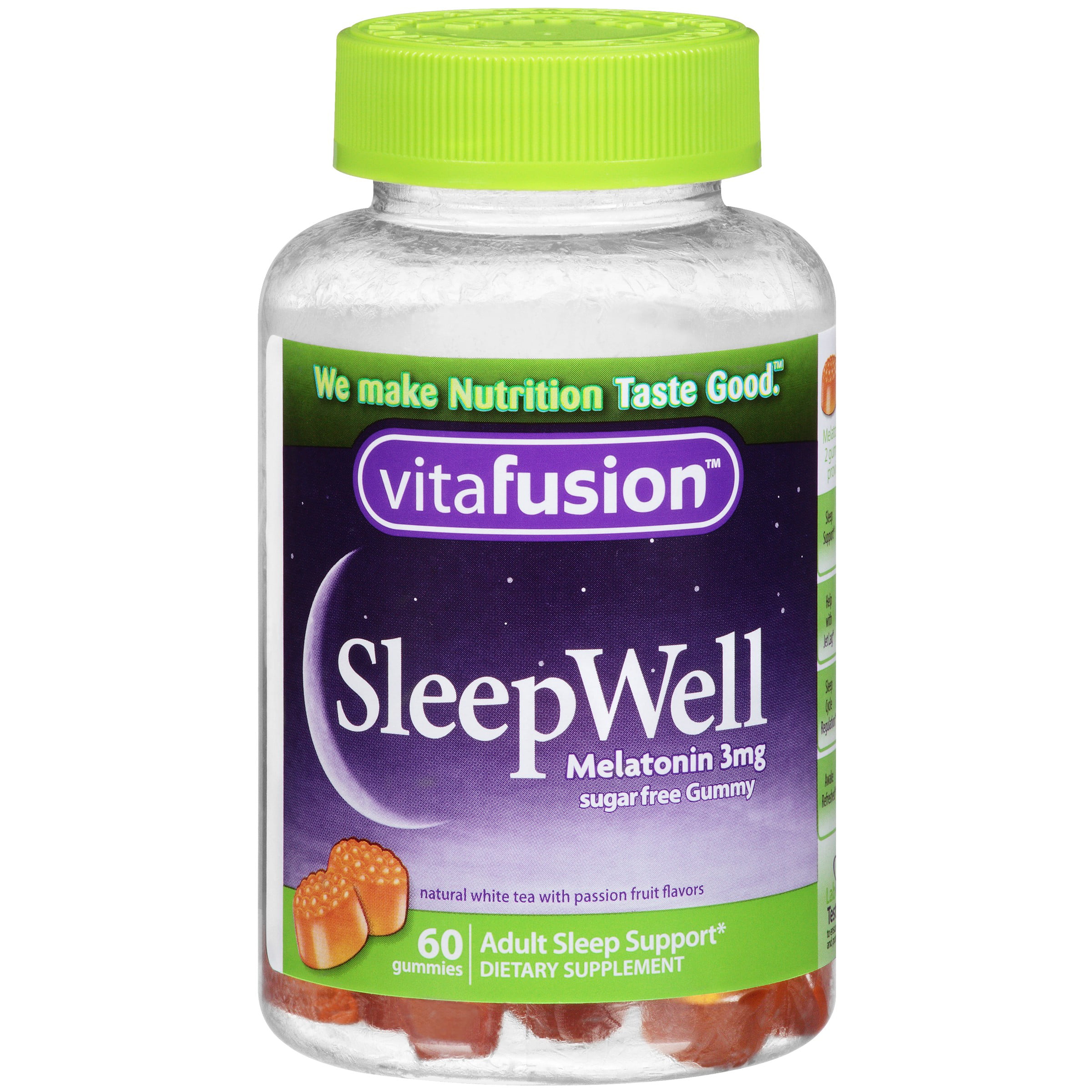 Vitafusion SleepWell Melatonin Gummies, Passion Fruit, 3mg, 60 Ct ...