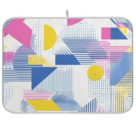 

Yayeee Dish Drying Mat for Kitchen Counter 18 x24 Microfiber Absorbent Pad Retro Simple Shapes