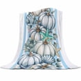 thumbnail image 5 of Throw Blanket Fleece Throw Blanket 40x50in, Autumn Pumpkin Shell Starfish Leaves Soft Lightweight Bed Blankets Blue Stripe Fuzzy Couch Blankets for All Season, 5 of 7